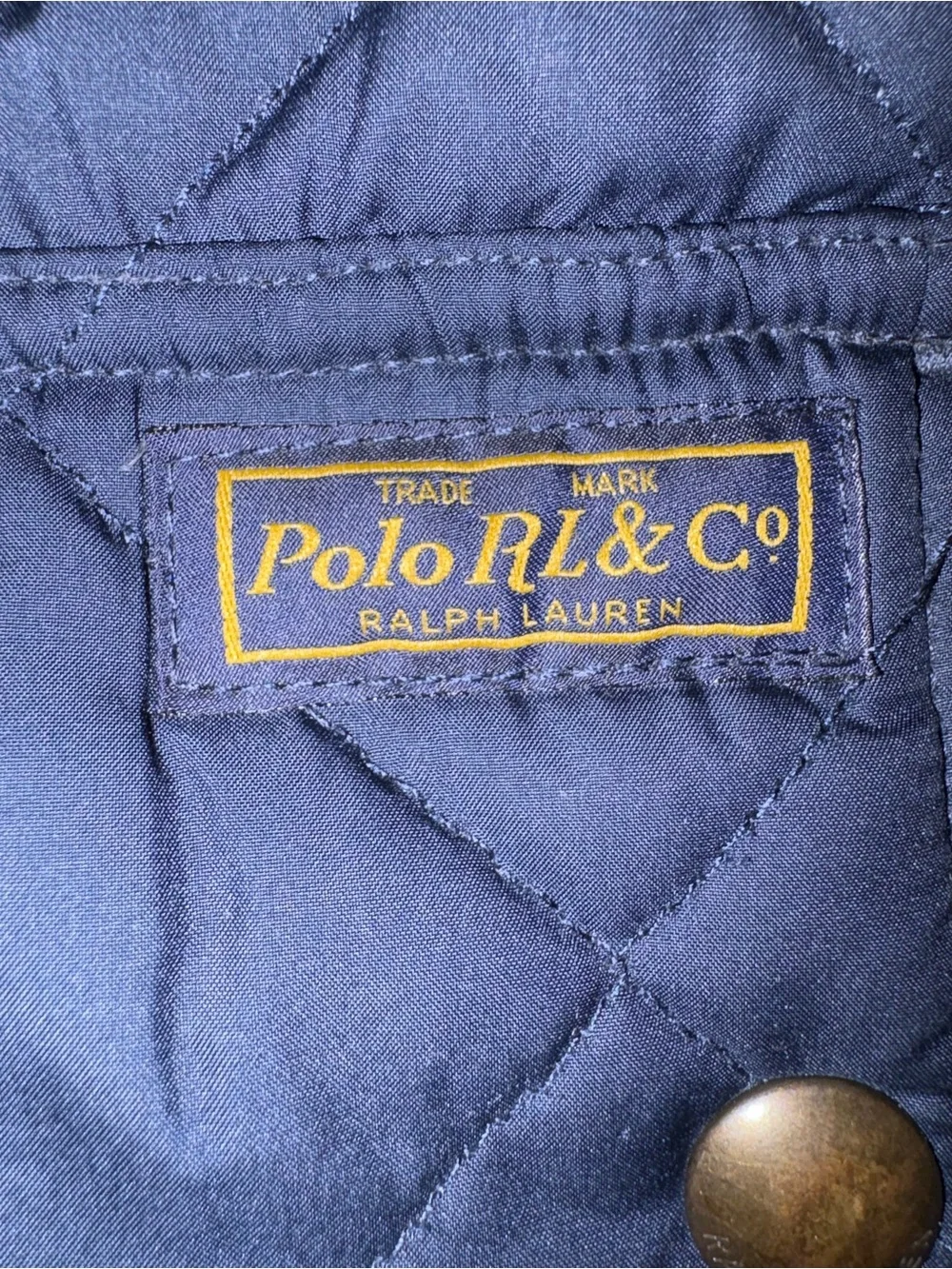 Polo Ralph Lauren Men's Diamond Quilted Vest Navy Blue Corduroy Collar